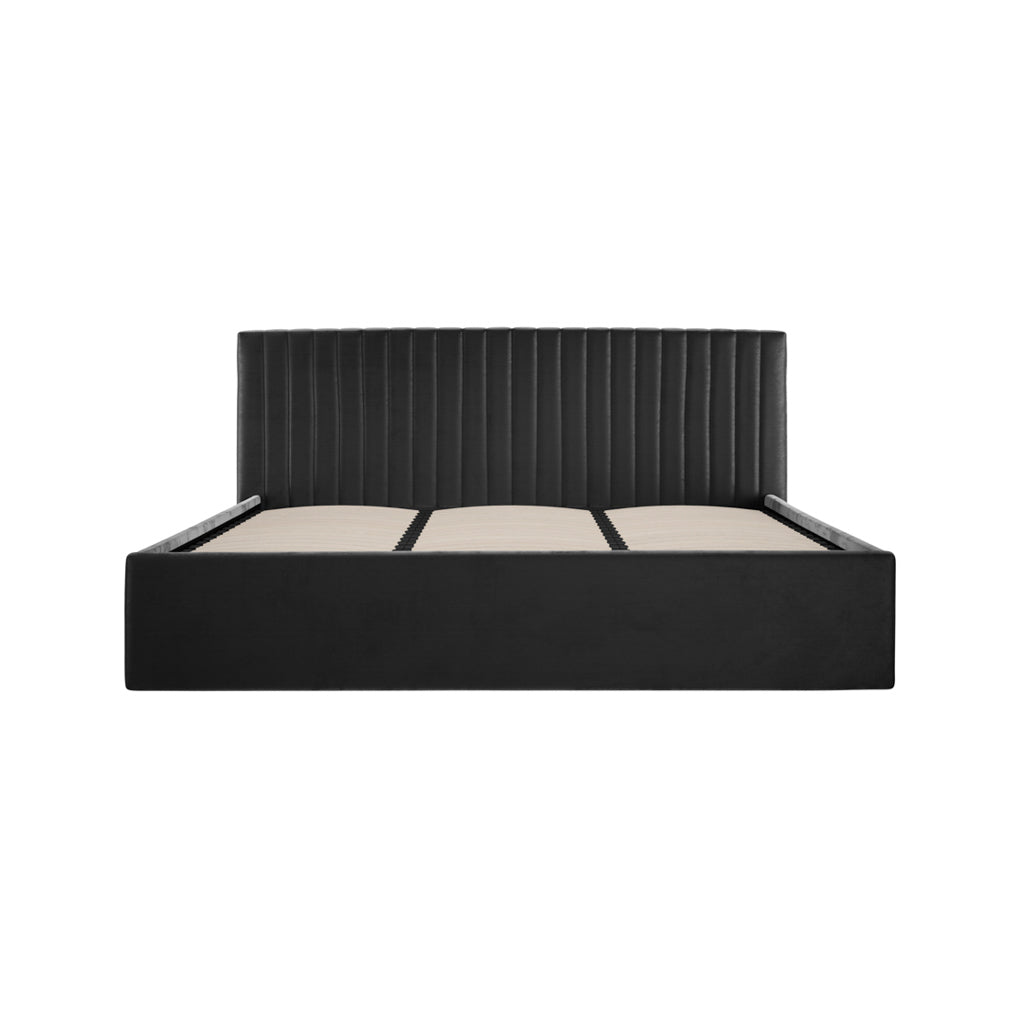 Berlin Black Velvet Ottoman Super King Size Bed